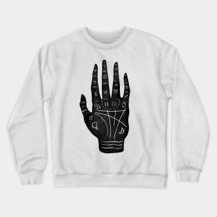 Palm Reading Chart - Black on White Crewneck Sweatshirt